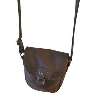 Jack Geirges Dark Brown Leather Crossbody Purse Classic Rustic Boho Style Casual